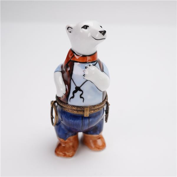 GR Limoges France Cowboy Polar Bear Treasure Box