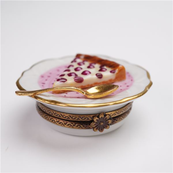 Parry Vieille Limoges Porcelain Treasure Box, Cherry Pie Delight