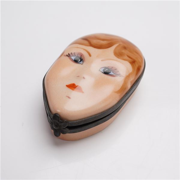 Rochard Limoges Porcelain Treasure Box, Face Motif