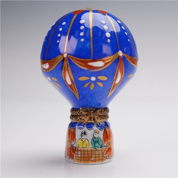 Rochard Limoges Porcelain Treasure Box, Hot Air Balloon