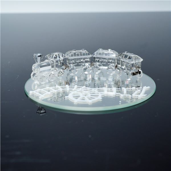 5pc Swarovski Crystal Figurines, Miniature Train Set and Mirror Base 193014