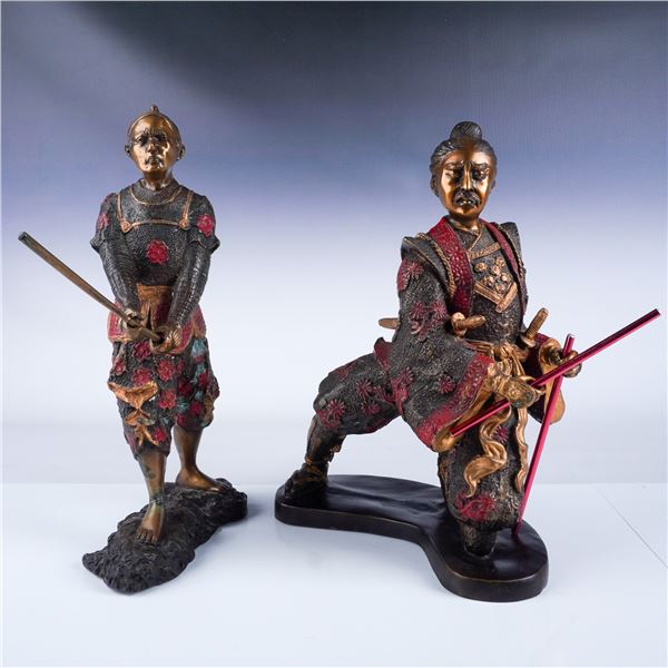 Pair of Bronze Samurai Warrior Sculptures