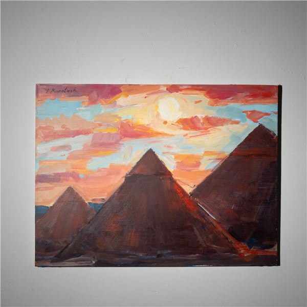 Igor Korotash, Acrylic on Canvas, Pyramids, Signed