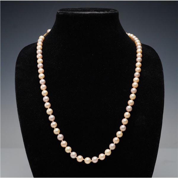 Simulated Hand Knotted Pearl Necklace