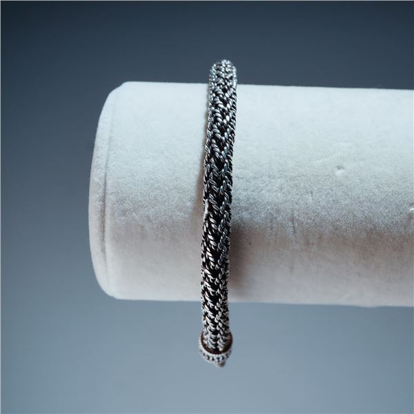 Sterling Silver Balinese Style Woven Foxtail Bracelet
