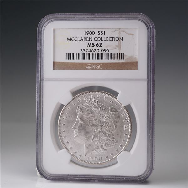 1990 Morgan Dollar Silver Dollar Coin McClaren Collection NGC Graded MS 62