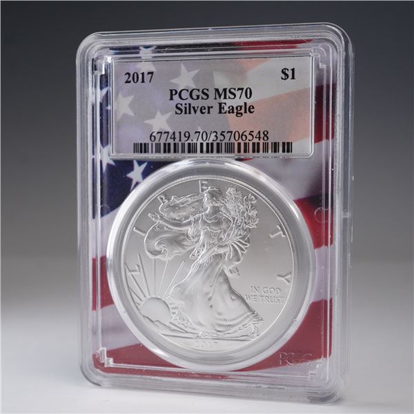 2017 American Silver Eagle Type 1 Dollar PCGS Graded MS 70