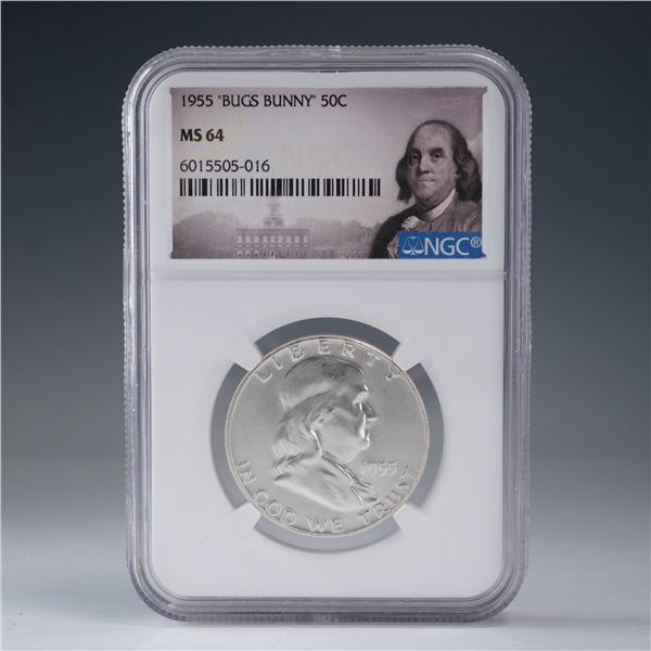 1955 Franklin "Bugs Bunny" Silver Half Dollar NGC Graded MS 64