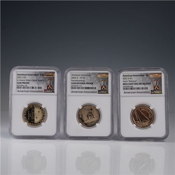 3pc American Innovation Dollar Coins, New Hampshire, Vermont & Rhode Island