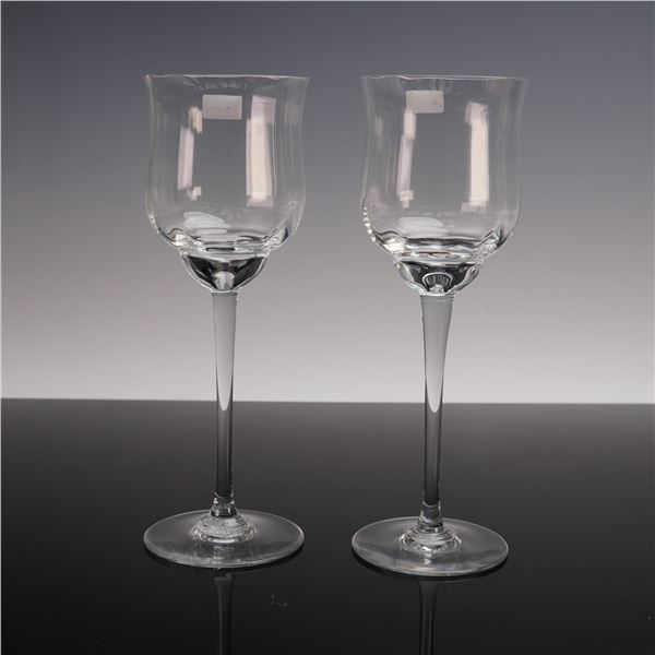 2pc Baccarat Crystal Wine Glasses, Capri Pattern (Tall, Optic)