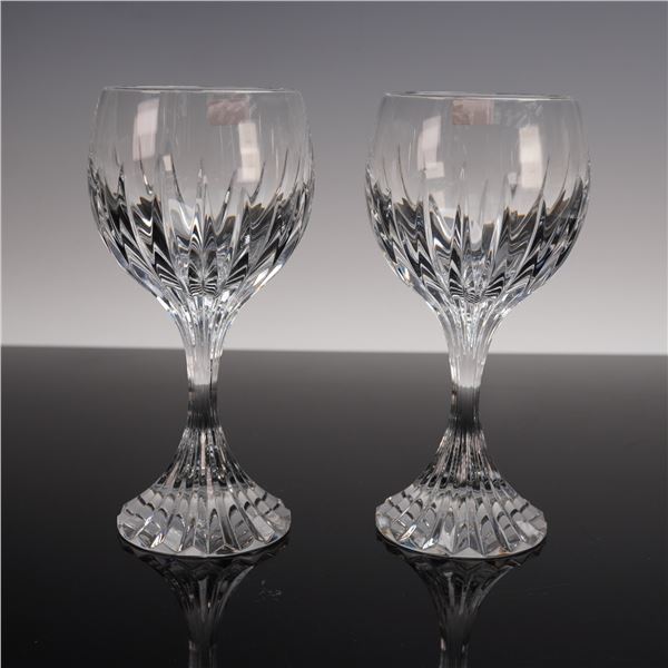 2pc Baccarat Crystal Wine Glasses, Massena Pattern