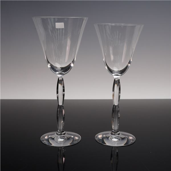 2pc Baccarat Crystal Wine Glasses, Onde Pattern, 2 Sizes