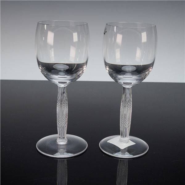 2pc Lalique Crystal Diamant Wine Glasses