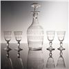 Image 1 : 5pc Etched Crystal Decanter with Stopper and Cordial Glass Set