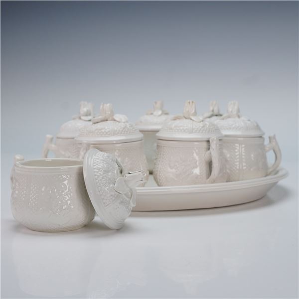 9pc Mottahedeh Italian Pot de Creme Lidded Cups with Tray