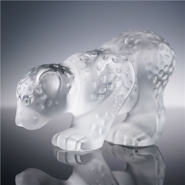 Lalique Crystal Figurine, Colombo Jaguar