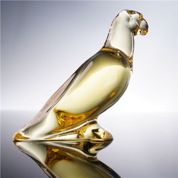 Baccarat Amber Crystal Parrot Figurine