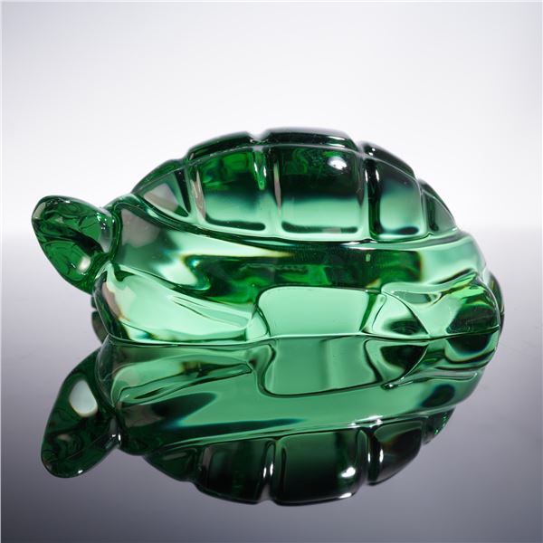 Baccarat Green Turtle Figurine