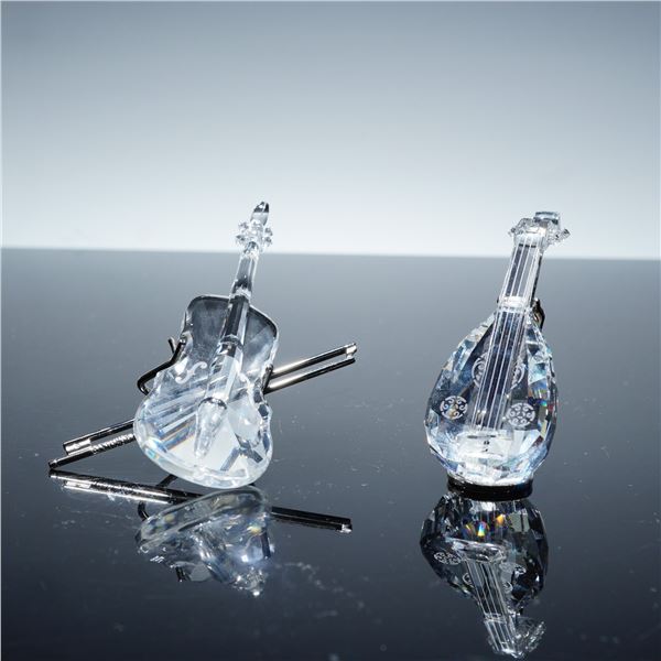 2pc Swarovski Crystal Melodies Figurines, Violin 203056 & Lute 169246