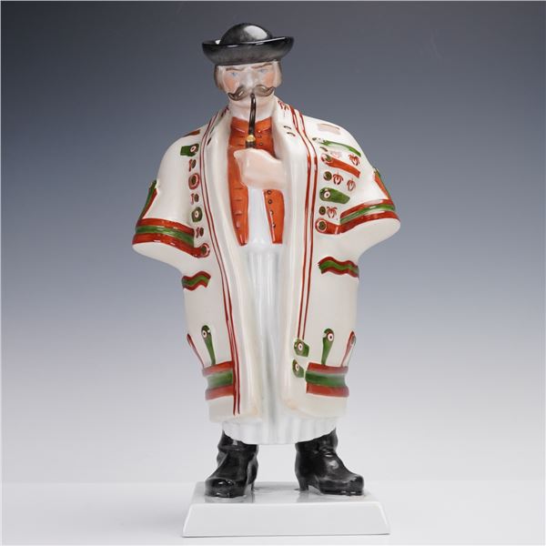 Herend Man Smoking Pipe Porcelain Sculpture