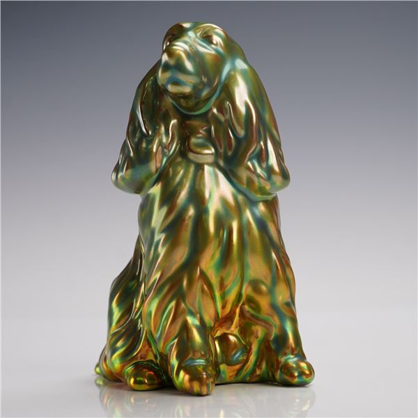 Zsolnay Eosin Figurine, Cocker Spaniel