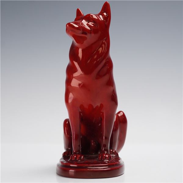 Zsolnay Eosin Porcelain Figurine, Seated German Shepherd Dog