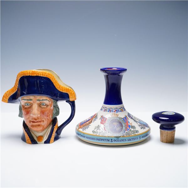 2pc Royal Doulton Character Toby Jug and Wade Rum Bottle With Stopper