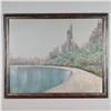 Image 1 : Lee Reynolds, Modernist Oil on Canvas, Cityscape by Lake, Signed