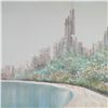 Image 2 : Lee Reynolds, Modernist Oil on Canvas, Cityscape by Lake, Signed