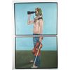 Image 1 : 2pc David Teichner, Two-Piece Figurative Oil on Canvas Diptych - Signed