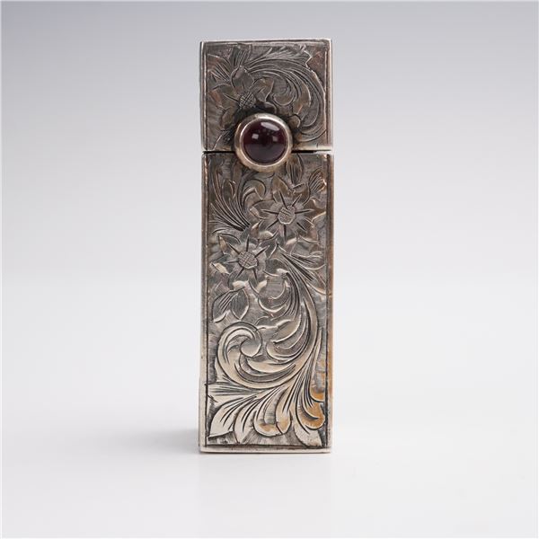 800 Silver Etched Floral Lipstick Case