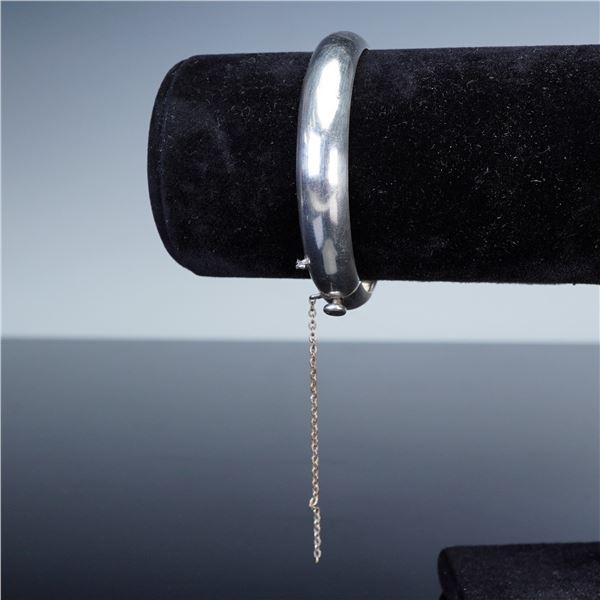 Mexican Sterling Silver Hinged Bangle Bracelet