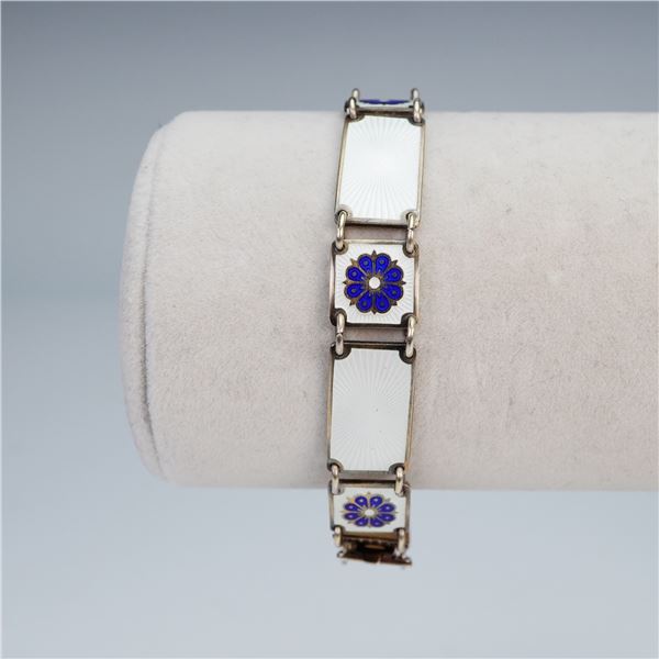David-Andersen Sterling Silver Guilloche Enamel Bracelet