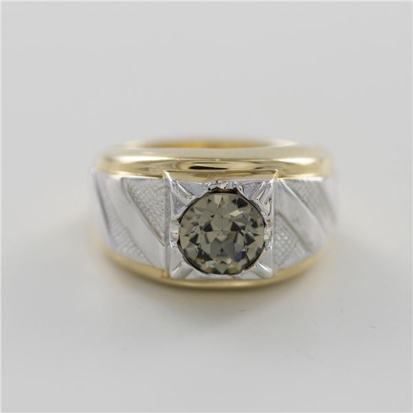14K Gold Electroplated Two-Tone Cubic Zirconia Ring