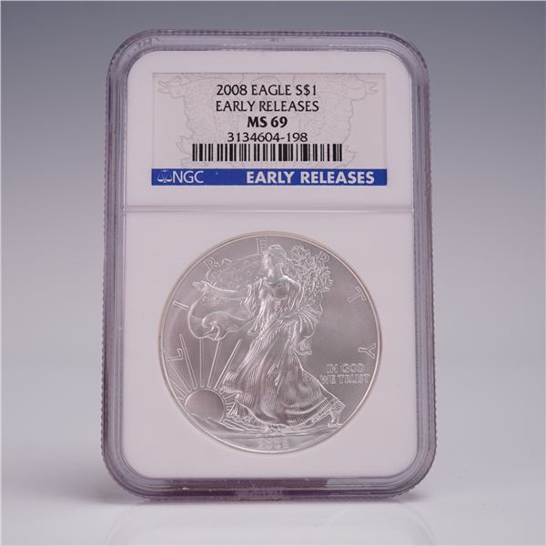2008 American Silver Eagle Dollar Coin NGC Graded MS 69