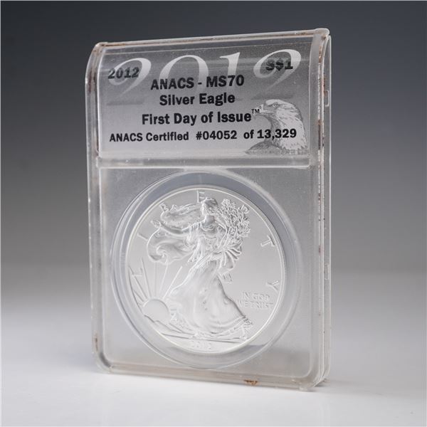 2012 American Silver Eagle Type 1 ANACS Graded MS 70 FDOI