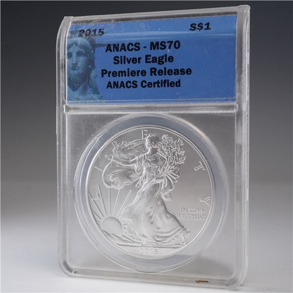 2015 American Silver Eagle Type 1 Dollar ANACS Graded MS 70
