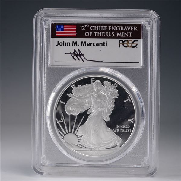 2018-W American Silver Eagle Type 1 Dollar PCGS Graded PR70 DCAM FDOI