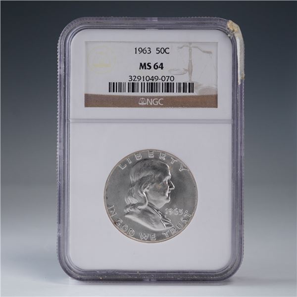 1963 Franklin Silver Half Dollar NGC Graded MS 64