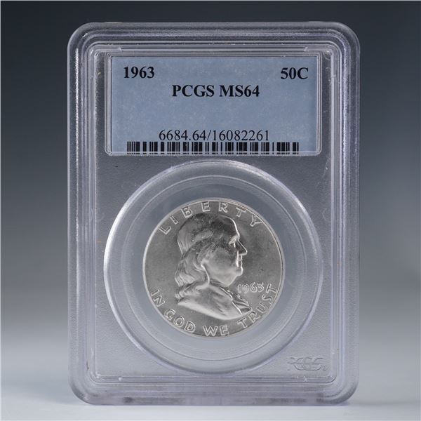 1963 Franklin Silver Half Dollar PCGS Graded MS 64