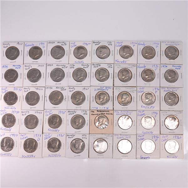40pc U.S. Kennedy Half Dollars 1970s Mixed Lot