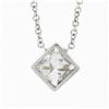 Image 6 : NEW 14k White Gold 0.59 ctw Princess Cut Bezel Diamond Solitaire Pendant Necklac