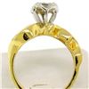 Image 4 : 14k Yellow & White Gold 1.0 ctw Fine Round & Baguette Diamond Solitaire Ring