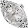Image 1 : Rolex Ladies Stainless Steel Silver Index Diamond And Emerald Date Wristwatch Wi