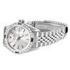 Image 4 : Rolex Ladies Stainless Steel Silver Index Diamond And Emerald Date Wristwatch Wi