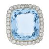 Image 3 : Platinum 38.9 ctw GIA Cushion Cut Aquamarine Diamond Pin Brooch Enhancer Pendant