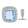 Image 4 : Platinum 38.9 ctw GIA Cushion Cut Aquamarine Diamond Pin Brooch Enhancer Pendant