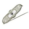 Image 2 : Antique Art Deco 14k Gold Camphor Glass w/ Diamond & Onyx Filigree Pin Brooch