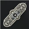 Image 3 : Antique Art Deco 14k Gold Camphor Glass w/ Diamond & Onyx Filigree Pin Brooch