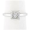 Image 2 : 14k Gold 1.18 ctw GIA Princess Cut Diamond Solitaire Hidden Halo Engagement Ring